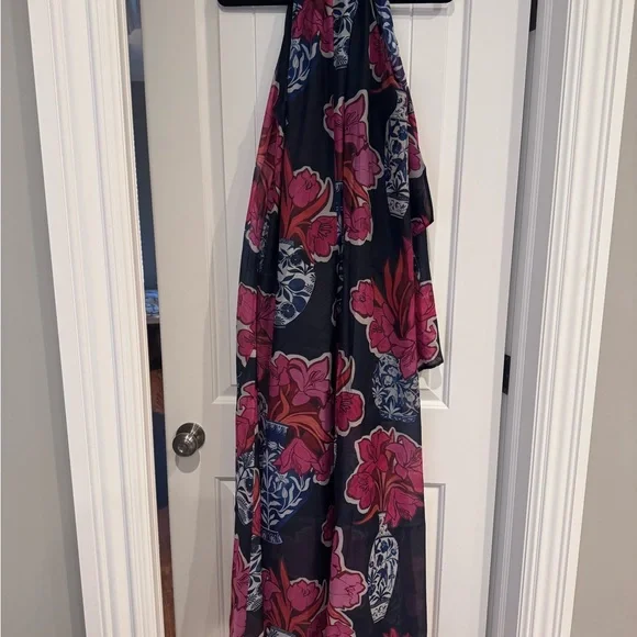 Ted Baker Organza Floral Halter Maxi Dress - Pink and Blue - Picture 3 of 7